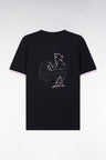 XV T-shirt from France in Marine Cotton Embroidery Coq Straight cut
