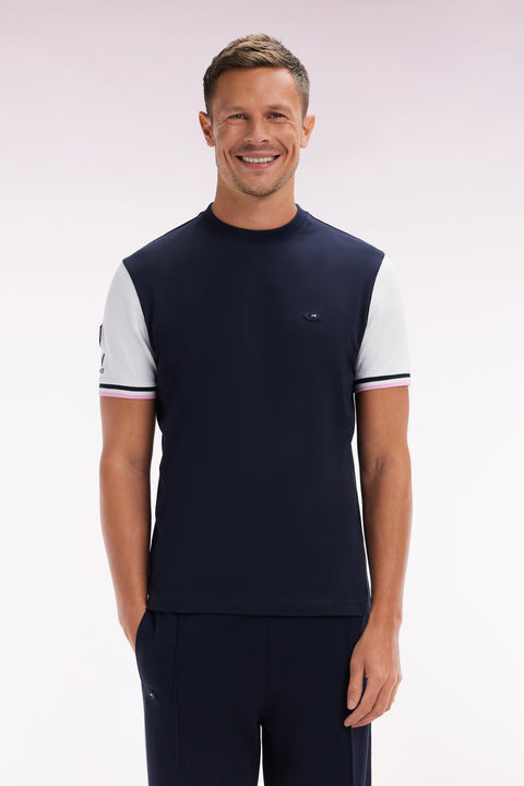 Bicolor French XV T-shirt in Marine Cotton Coq Coq Straight Cut - Image 1