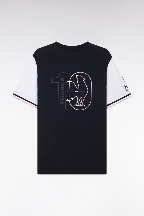 Bicolor French XV T-shirt in Marine Cotton Coq Coq Straight Cut - Image 2