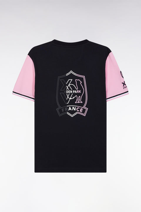 Two-color XV t-shirt with navy cotton and pink embroidery straight cut - Image 2