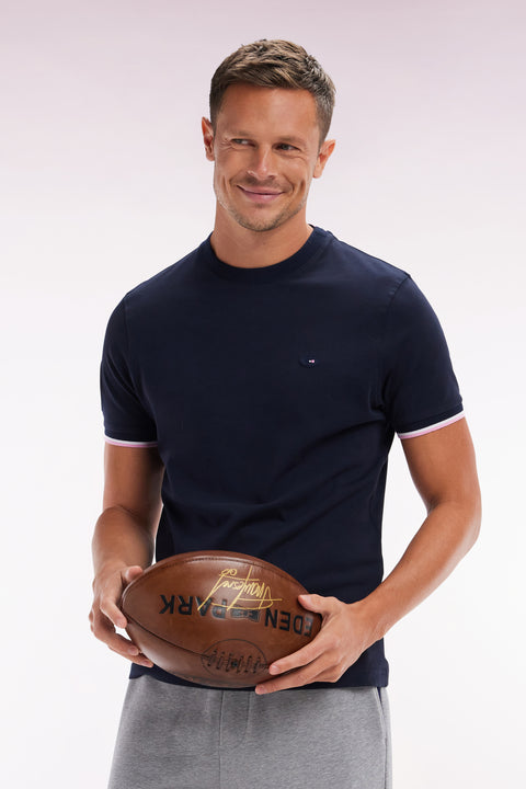 French XV T-shirt in Cotton Marine Embroidery 10 Straight Cup - Image 3