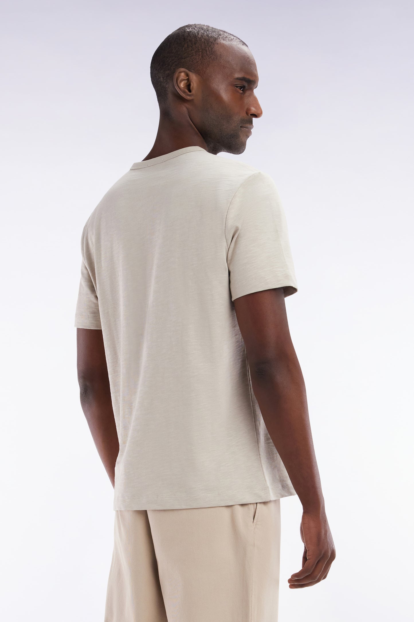 T-shirt en jersey de coton slub beige coupe droite