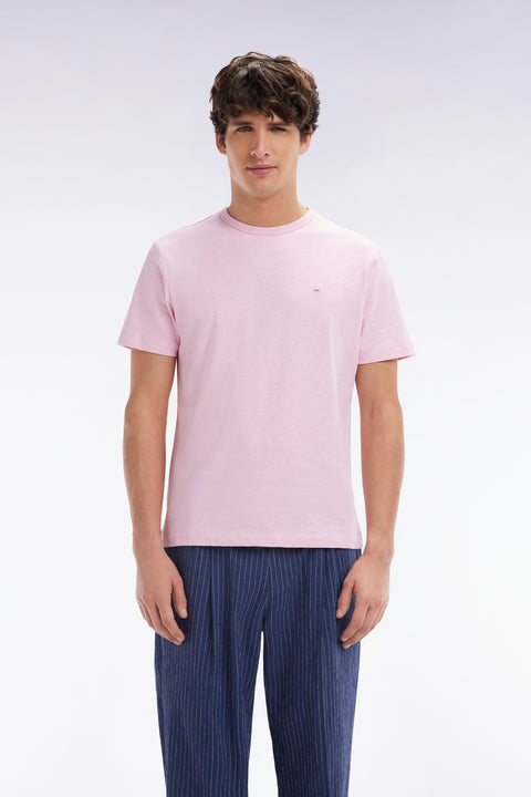 Straight pink cotton jersey t-shirt straight cut - Image 1