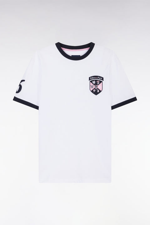 White cotton T-shirt with 6 Nations crest, straight cut - Image 2