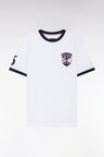 White cotton T-shirt with 6 Nations crest, straight cut