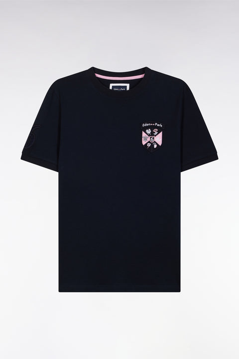 Navy cotton T-shirt with 6 Nations crest, straight cut - Image 2