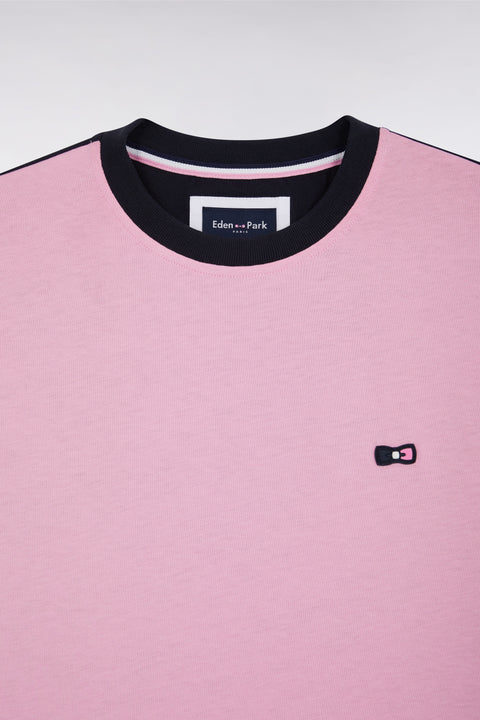 Pink cotton short-sleeved T-shirt, straight cut - Image 2
