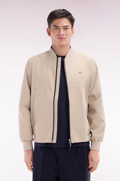 Soft Touch polyamide zipped jacket with beige Teddy collar - Image 1