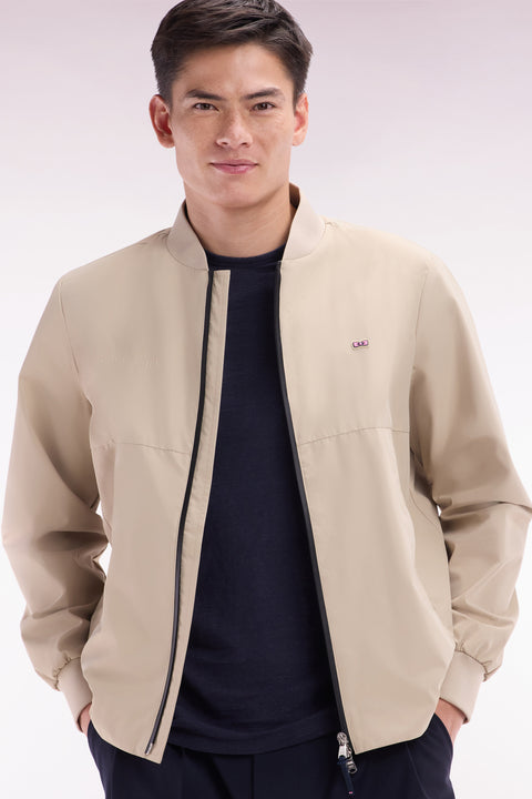 Soft Touch polyamide zipped jacket with beige Teddy collar - Image 3