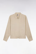 Blouson zippé en gabardine de coton stretch beige