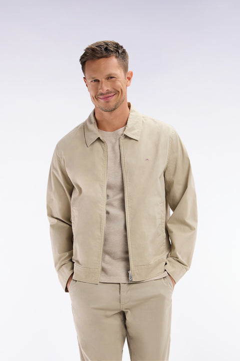 Zipped beige jacket in stretch cotton gabardine - Image 3