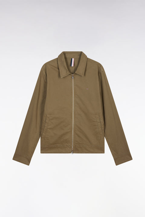 Zipped khaki jacket in stretch cotton gabardine - Image 2
