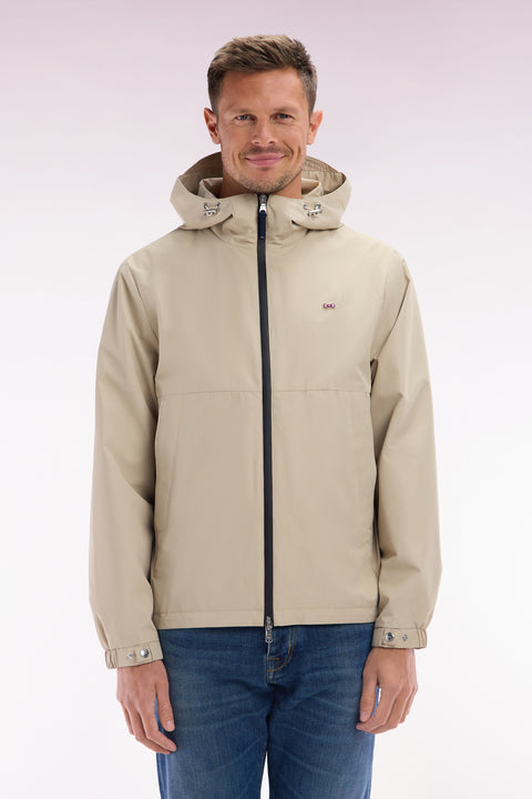 Soft Touch polyamide windproof jacket with beige hood - Image 1
