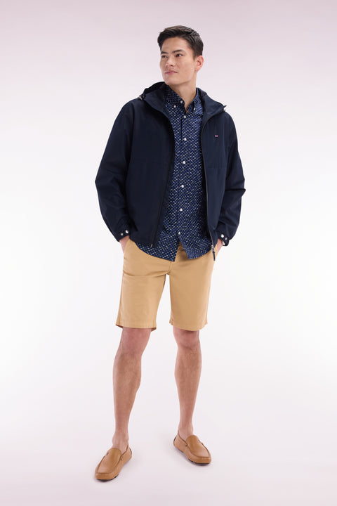 Soft Touch polyamide windproof jacket with navy hood - Image 3
