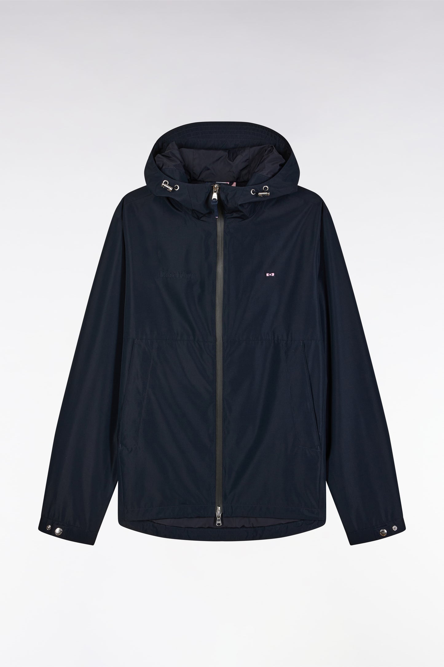 Soft Touch polyamide windproof jacket with navy hood