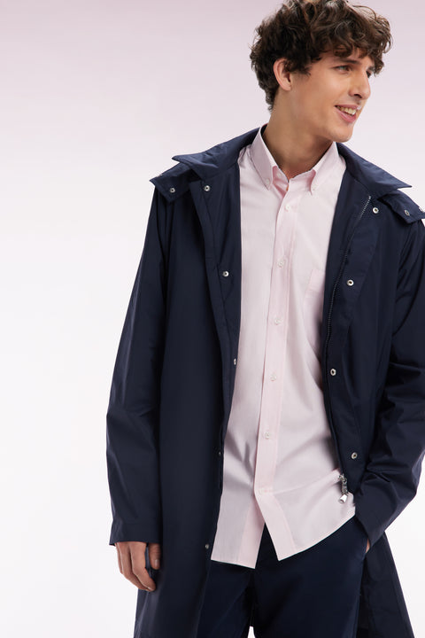 Navy blue parka with removable hood - Image 3