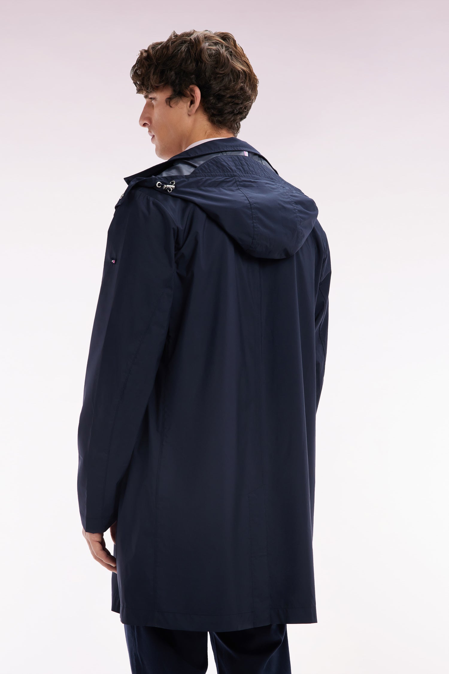 Parka à capuche amovible bleu marine