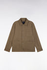 Sand stretch cotton overshirt with patch pockets