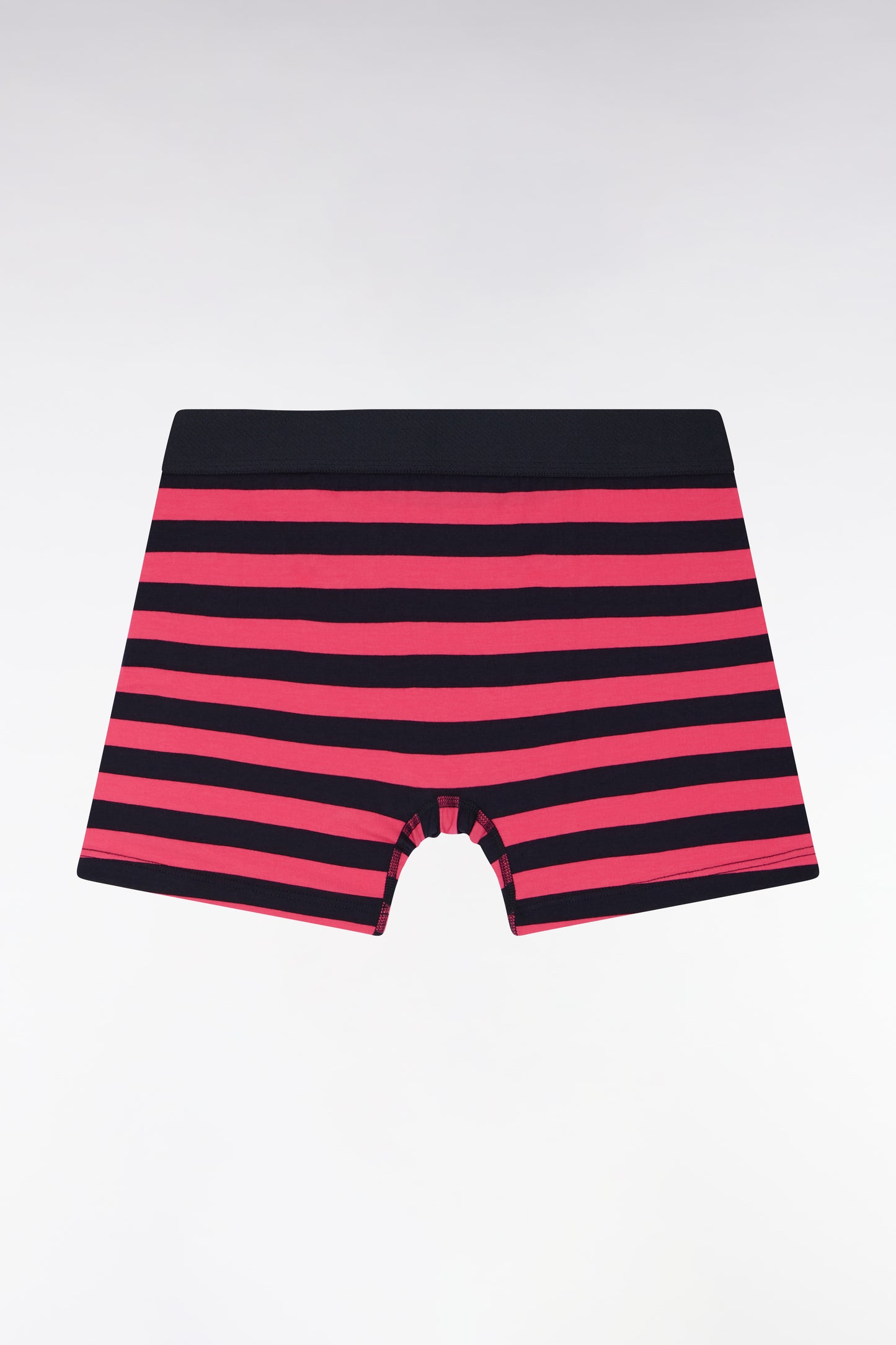 Boxer en jersey de coton stretch cerclé marine et fuchsia