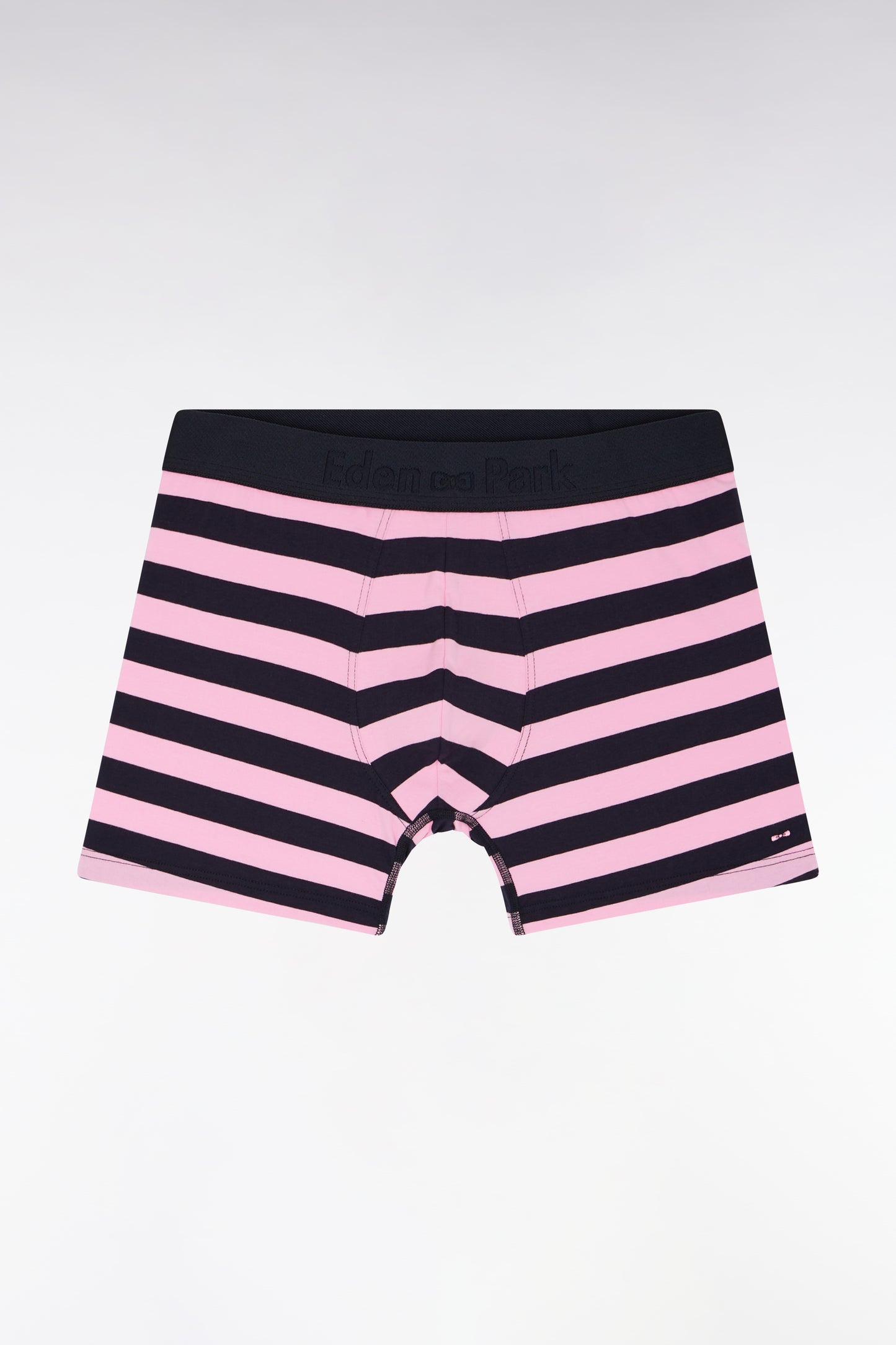 Boxer en jersey de coton stretch cerclé marine et rose