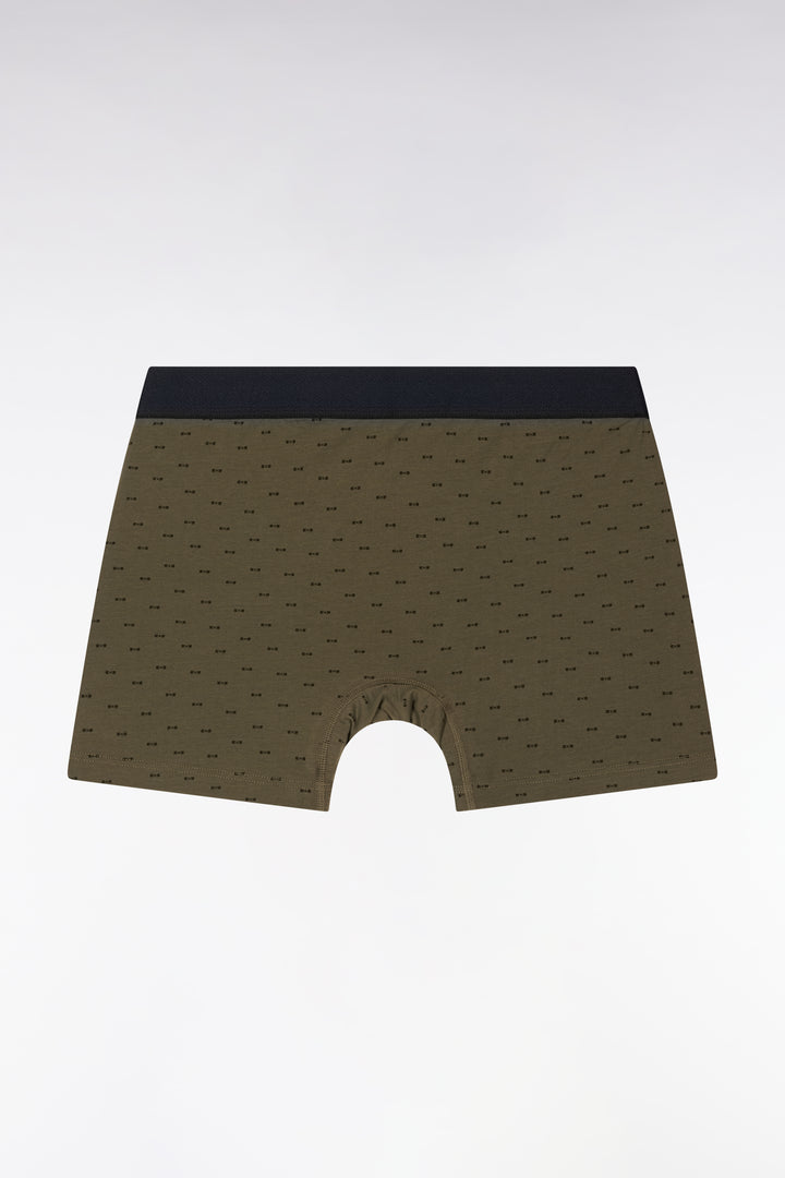 Boxer en jersey de coton stretch à micromotifs nœuds papillon kaki