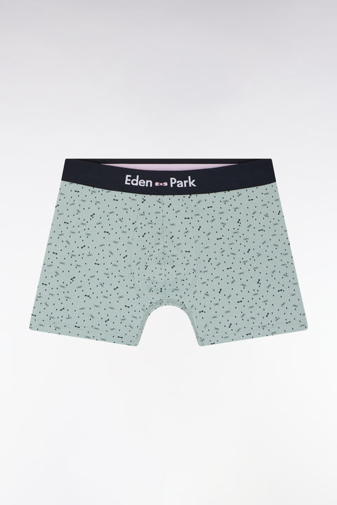 Medium grey stretch cotton jersey boxer shorts with micropatterns - Image 1