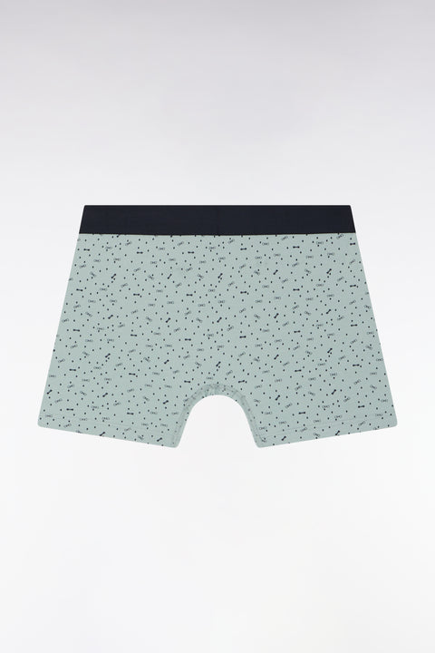 Medium grey stretch cotton jersey boxer shorts with micropatterns - Image 2