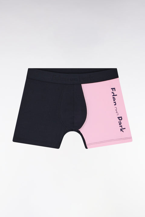 Two-tone stretch cotton jersey boxer shorts in navy and pink - Image 1