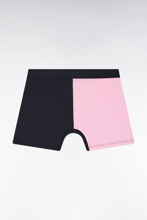 Two-tone stretch cotton jersey boxer shorts in navy and pink - Image 2