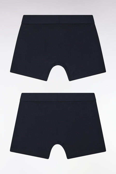 Set of two boxer shorts in navy stretch cotton jersey - Image 2