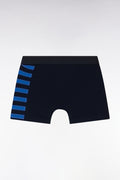 Lot de deux boxers en jersey de coton stretch marine et bleu détails cerclés