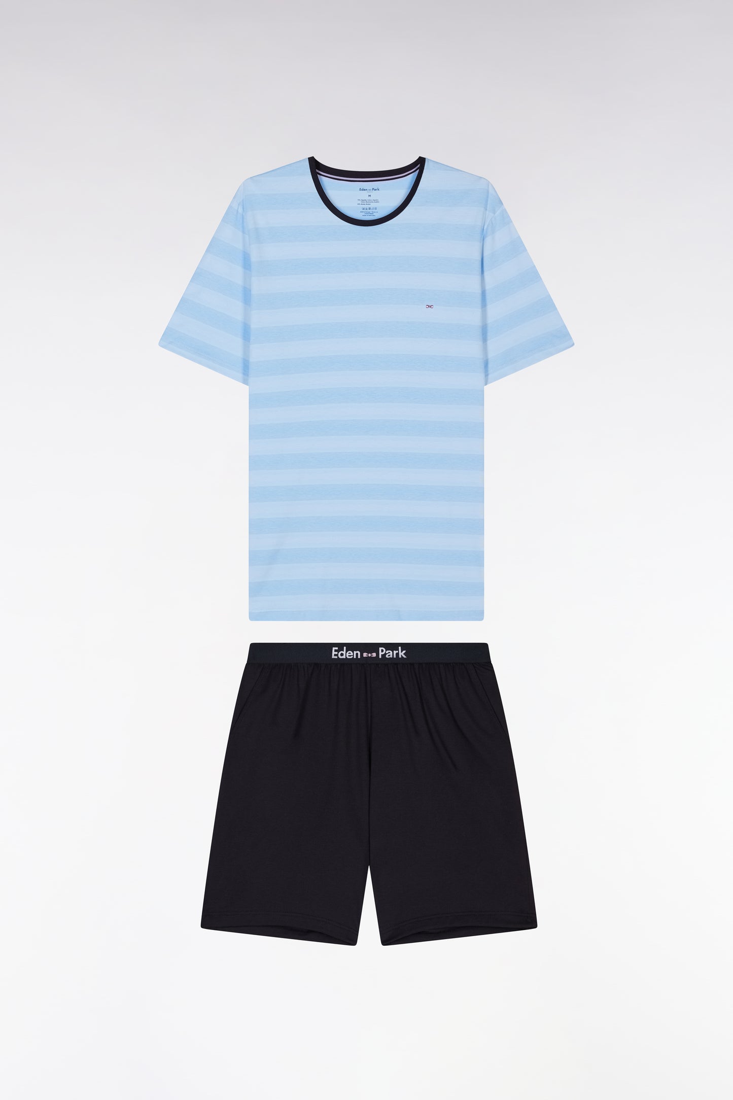 Short pyjamas in cotton jersey Sky t-shirt Navy shorts