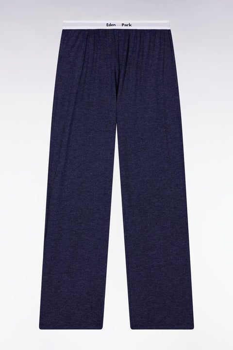 Eden Park logo navy cotton and modal long pyjamas - MISS BASES - Image 3