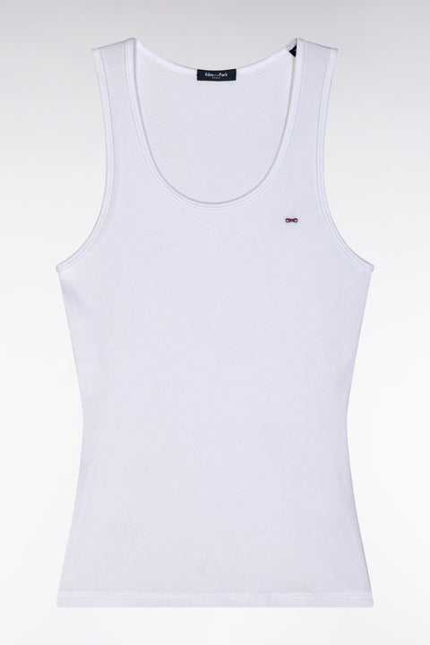 Short cotton pyjamas ribbed tank top white navy shorts - MISSING BOTTOMS - Image 1