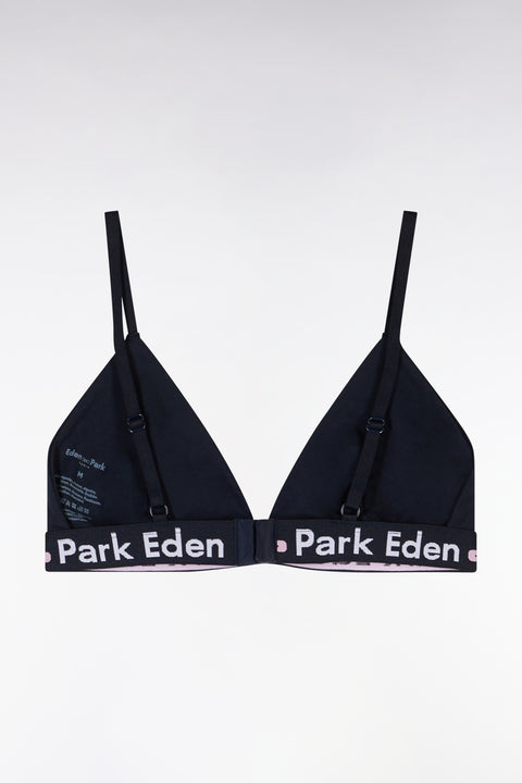 Navy stretch cotton bra with logo - Image 2