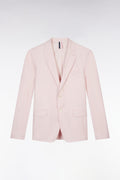 Veste de costume en lin et coton stretch rose