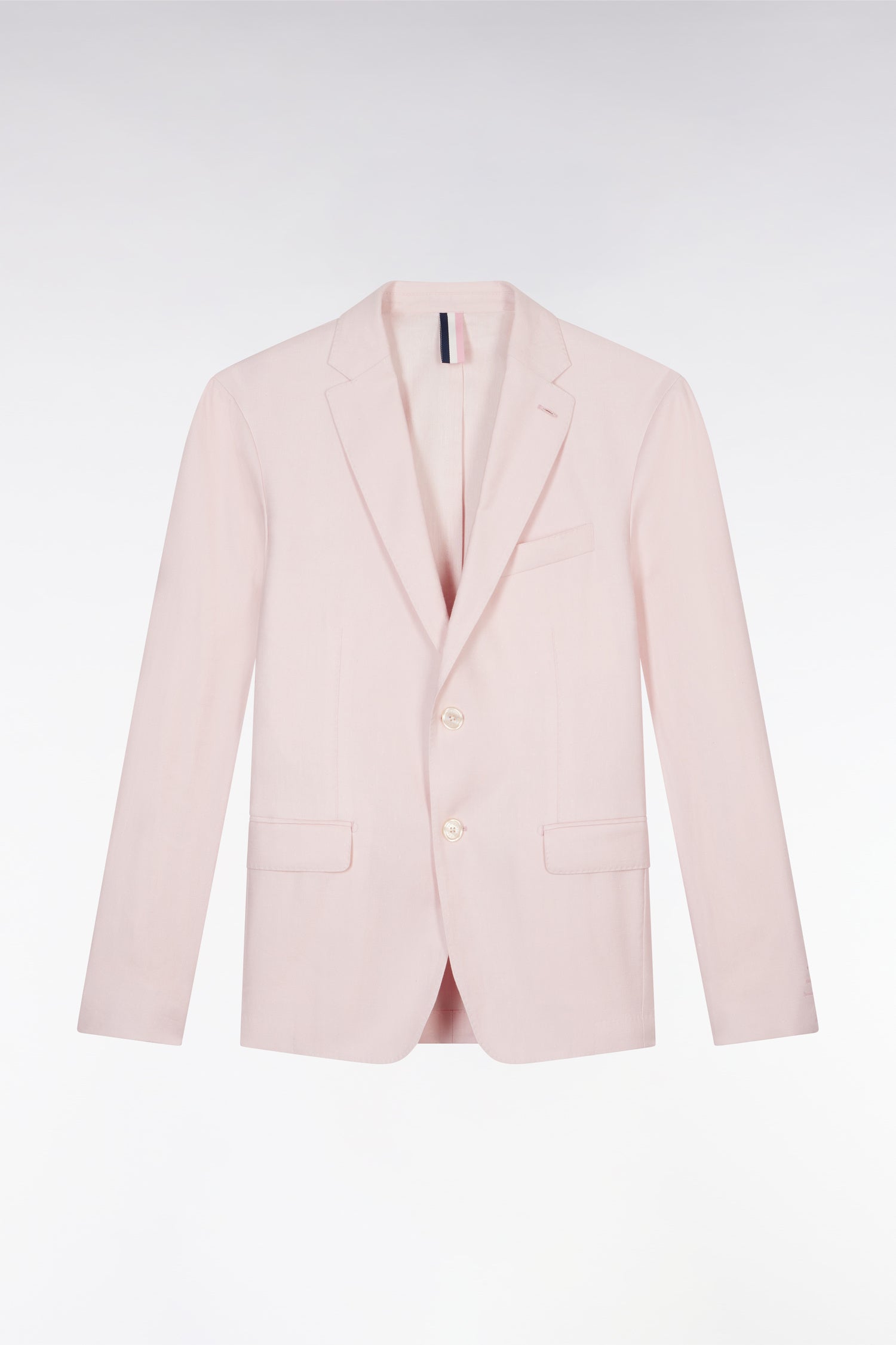 Veste de costume en lin et coton stretch rose