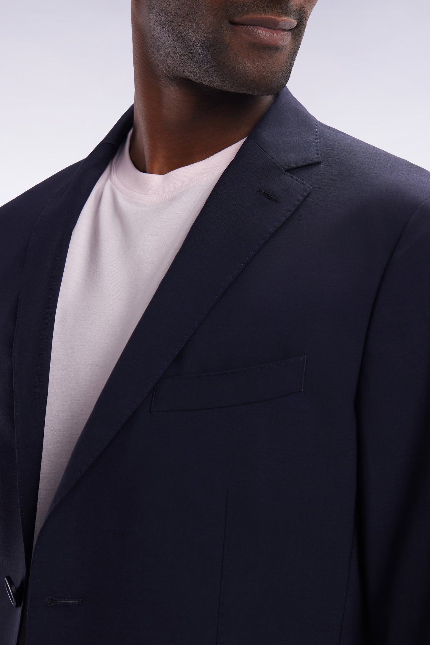2-button navy jacket in stretch wool blend