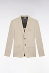 Beige jacket in wool and stretch linen dyed yarn