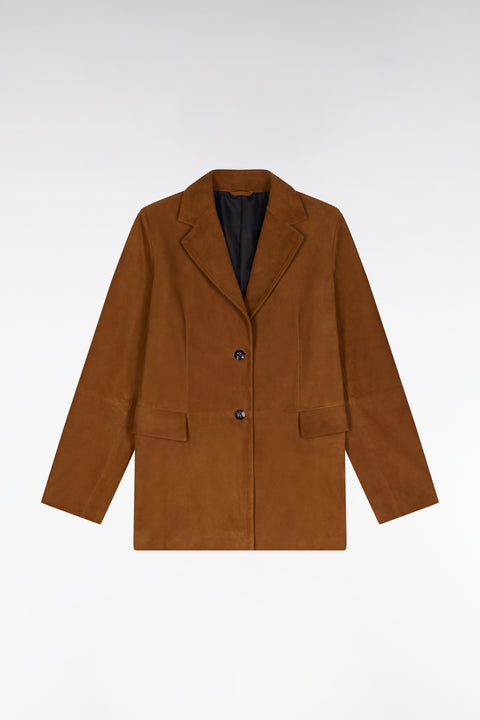 Brown suede leather blazer - Image 2
