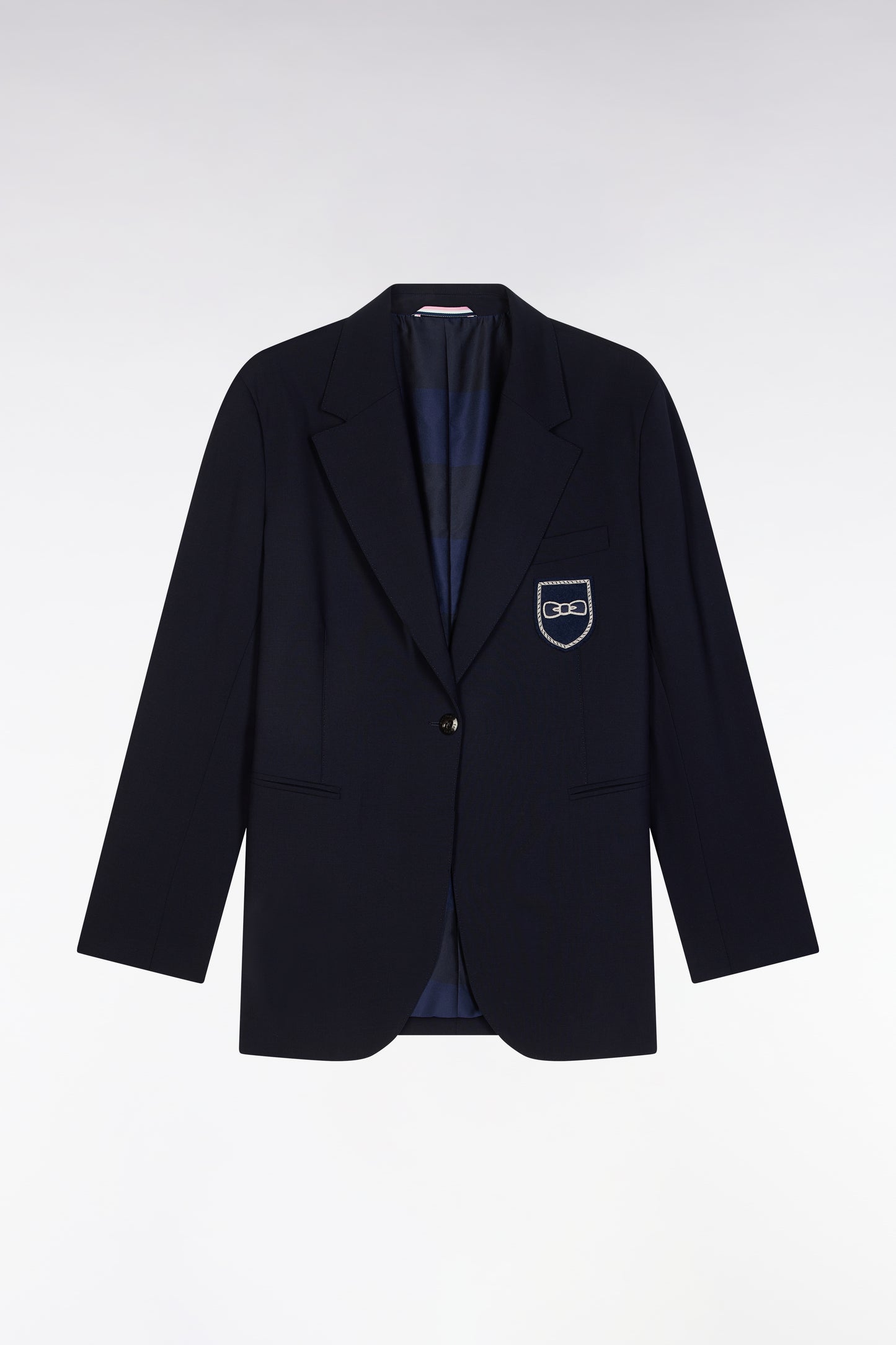 Oversized navy suit jacket in virgin wool