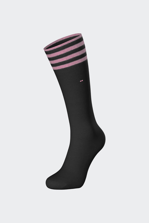 Paire de chaussettes en coton mélangé noir à bordure rayée - Image 1