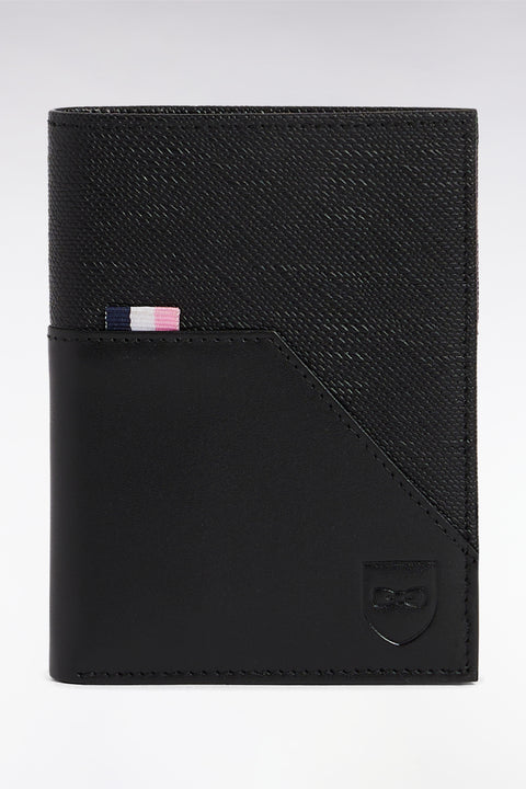 Portefeuille format français bimatière en cuir noir - Image 3