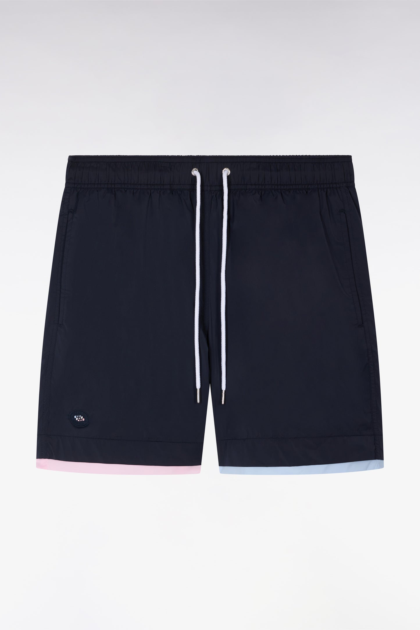 Navy swimsuit with contrasting piping