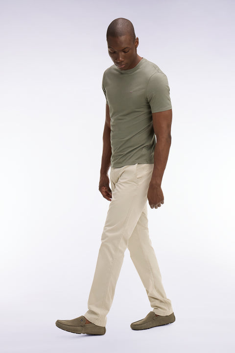 Pantalon chino regular en coton stretch beige - Image 1