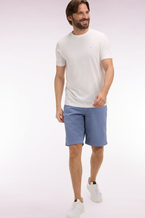 Chino Bermuda shorts in blue stretch gabardine - Image 1