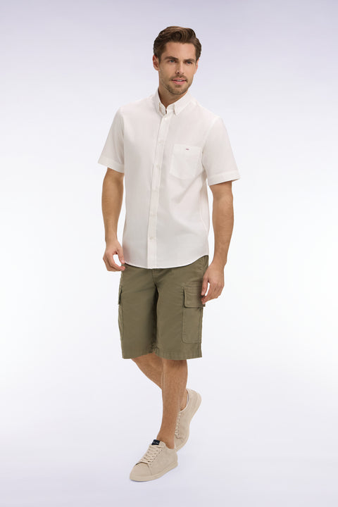 Khaki cotton cargo Bermuda shorts - Image 3