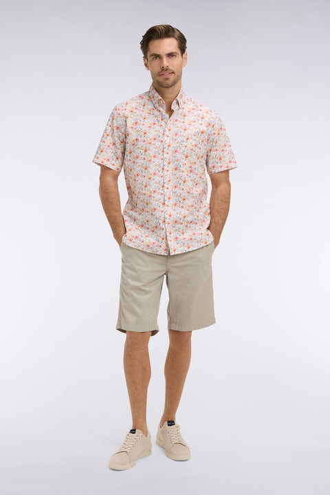 Chino Bermuda shorts in light gray stretch gabardine - Image 1
