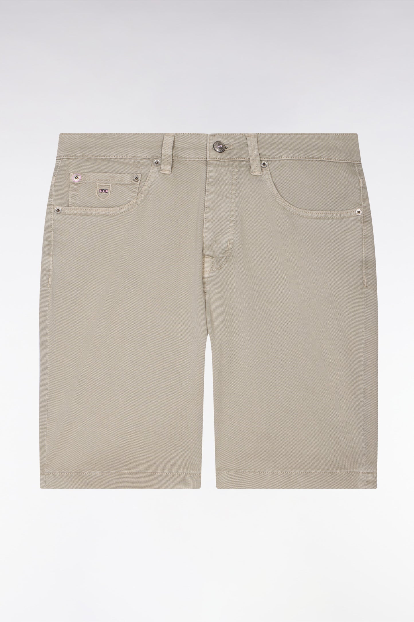 Khaki stretch denim Bermuda shorts