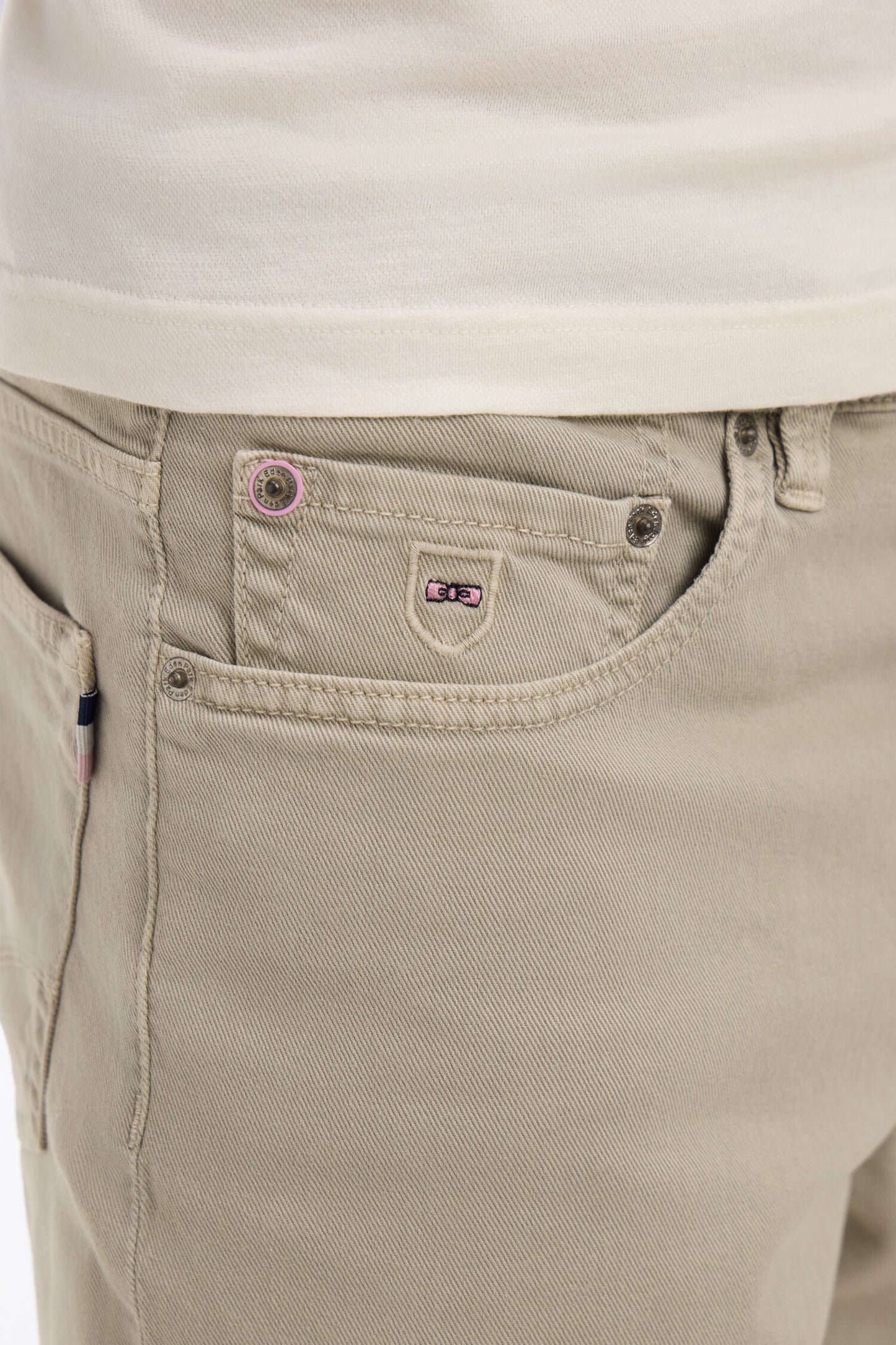 Khaki stretch denim Bermuda shorts